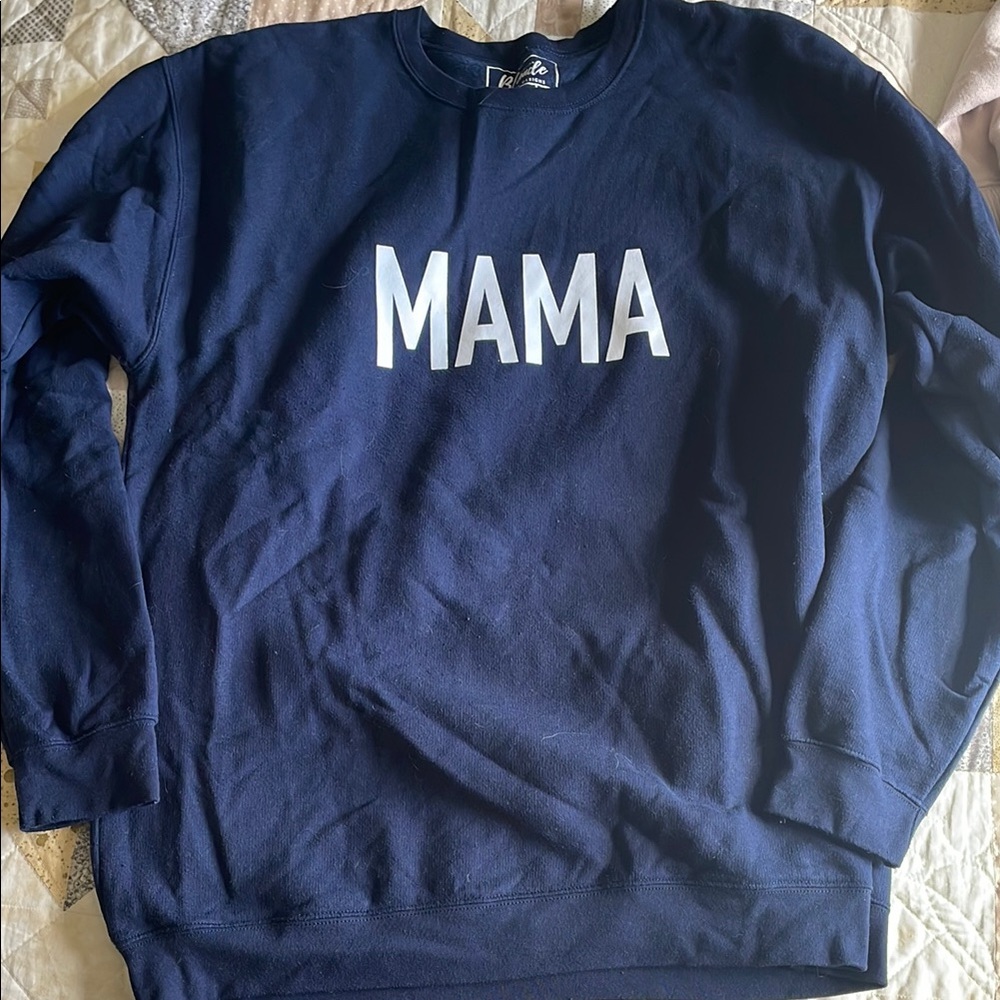 Ambition Navy Blue 'MAMA' Crew Neck Sweater